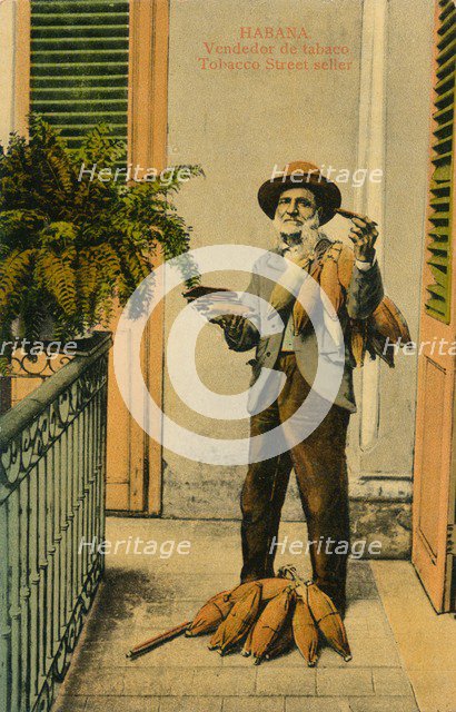 Habana. Vendedor de tabaco. Tobacco Street seller, c1910s. Artist: Unknown