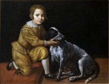 Portrait of a boy with a dog. Creator: Fiasella, Domenico (1589-1669).