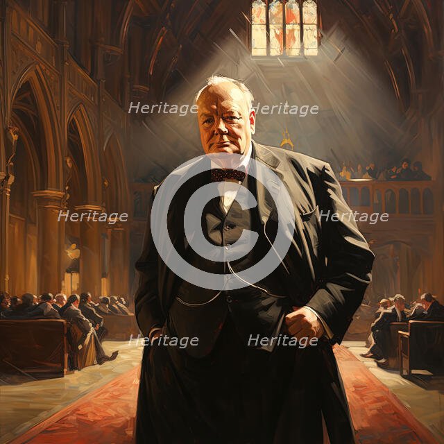 AI IMAGE - Portrait of Winston Churchill, 1950s, (2023). Creator: Heritage Images.