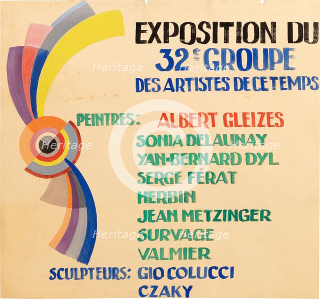 Poster design for the Exhibition "32e groupe des artistes de ce temps au Petit Palais à Paris", 1938 Creator: Gleizes, Albert (1881-1953).