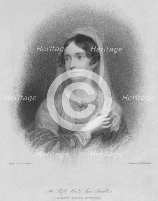 ''The Right Honourable Anne Isabella Lady Noel Byron', wife of poet George Gordon Byron, more common Artist: William Henry Mote.