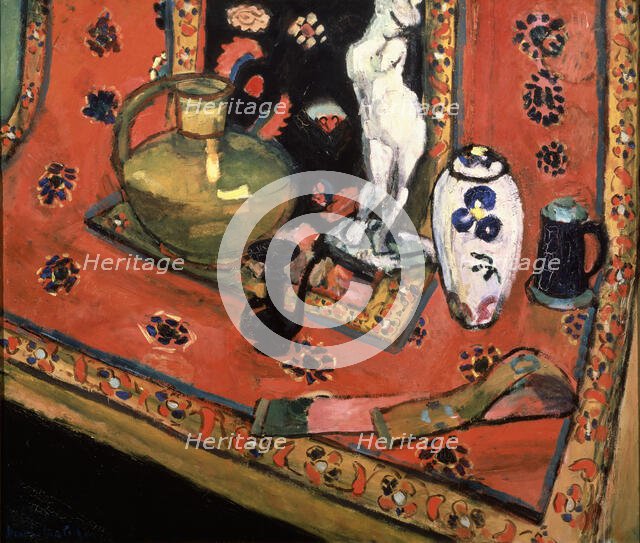 'Figurine and Vases on Oriental Carpet (En rouge de Venise)', 1908.  Creator: Henri Matisse.
