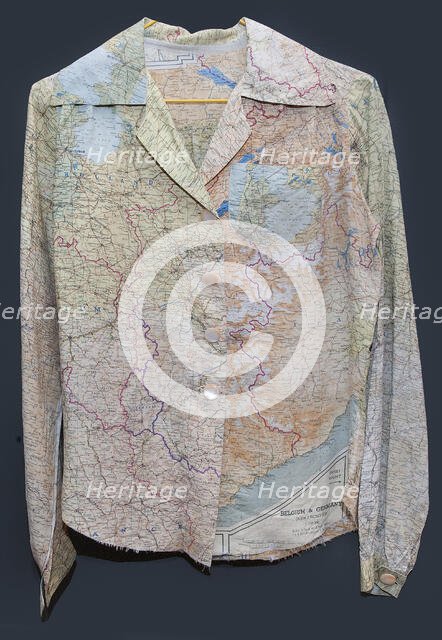 Blouse made from a silk escape map, 1940s. Creator: Unknown.
