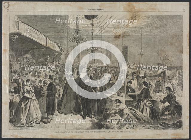 Great Fair Given at the City Assembly Rooms, New York, December, 1861..., 1861. Creator: Winslow Homer (American, 1836-1910).