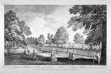 View of St James's Park from Rosamond's Pond, Westminster, London, 1745. Artist: William Henry Toms
