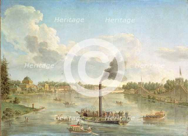 Grand Peterhof Palace at the Gulf of Finland, 1761. Artist: Makhaev, Mikhail Ivanovich (1718-1770)