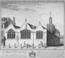 North-east view of the Church of St Botolph Aldersgate, City of London, 1739. Artist: William Henry Toms