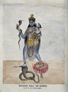 Raksha Kali, a form of the goddess Parvati worshipped for protection against epidemics and drought. Creator: Unknown.