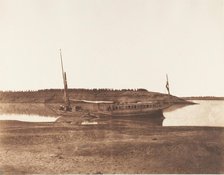 Louksor, Petit Bras du Nil - Barque de Voyageurs, 1851-52. Creator: Félix Teynard.