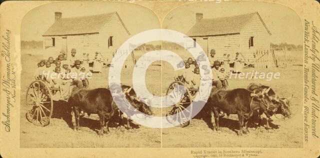 Rapid transit in southern Mississippi, [Large group of children on an oxcart], (1868-1900?). Creator: Unknown.