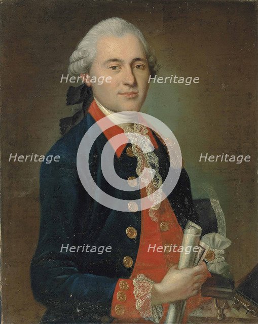 Portrait of Ivan Ivanovich Betskoi (1704-1795), with a compass and other instruments, 18th century.