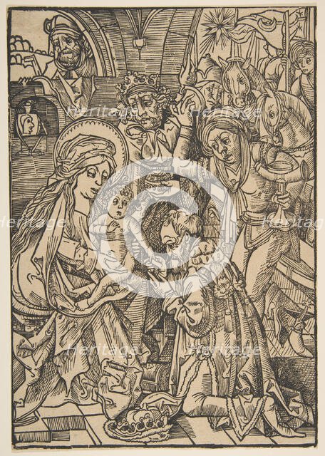 The Adoration of the Magi (Schr. 100), 15th century., 15th century. Creator: Anon.