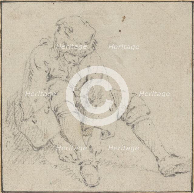 Man Pulling on His Shoe, 1761/1763?. Creator: Jean Baptiste Le Prince.