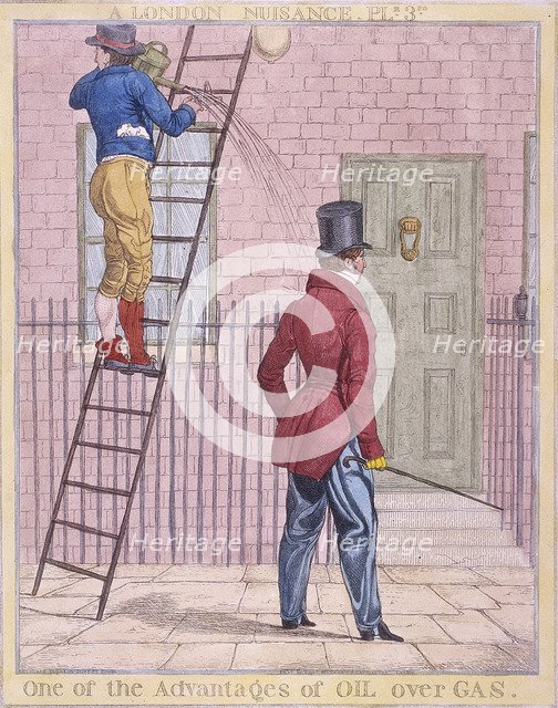 'One of the Advantages of Oil over Gas', 1821. Artist: Richard Dighton