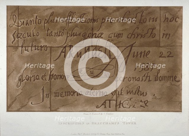 Inscription in Latin by Philip Howard, Earl of Arundel, 1587 (1803). Artist: Charles Tomkins