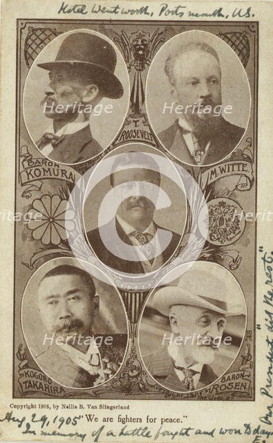 Portraits of envoys at the Portsmouth Peace Conference, Baron Komura and Kogoro..., c1905. Creator: Edmund Noble.