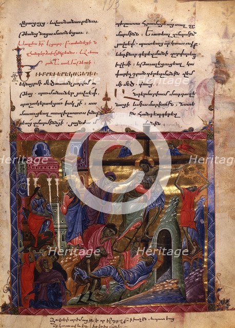 The Deposition (Manuscript illumination from the Matenadaran Gospel), 1286.