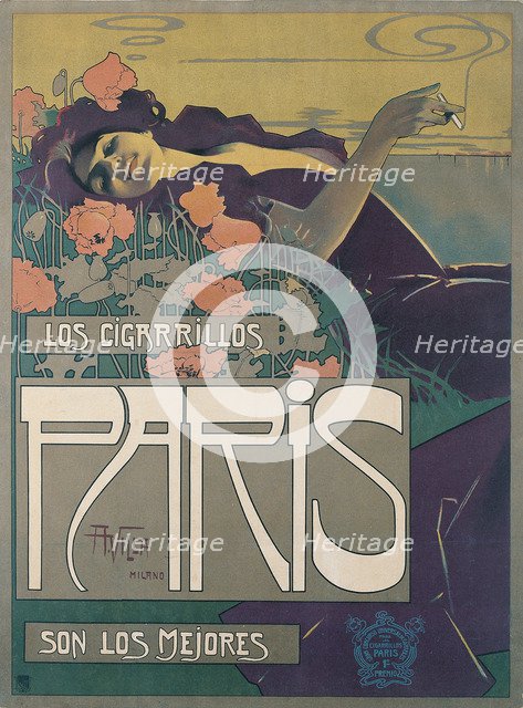 Los Cigarillos Paris, 1901. Artist: Villa, Aleardo (1865-1906)