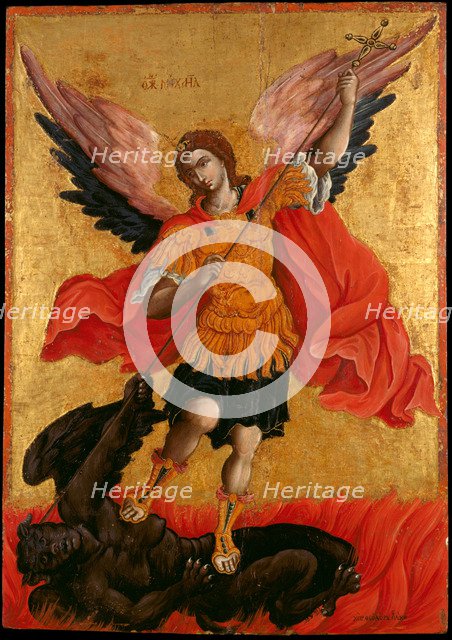 The Archangel Michael, Second Half of the 17th cen.. Artist: Poulakis, Theodore (1622-1692)