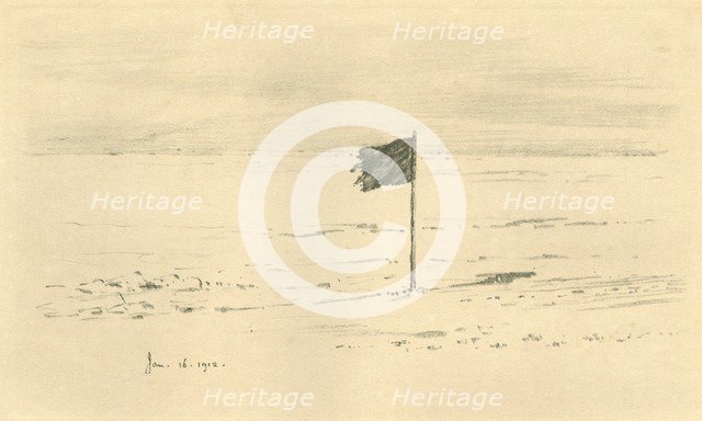 'Black Flag Camp. - Amundsen's Black Flag Within A Few Miles of the South Pole', 1912, (1913). Artist: Edward Wilson.