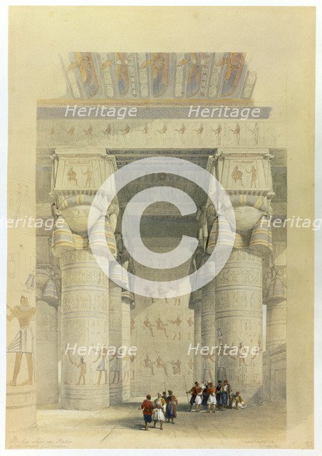 View from under the portico of the Temple at Denderah, Egypt, 19th century. Artist: David Roberts