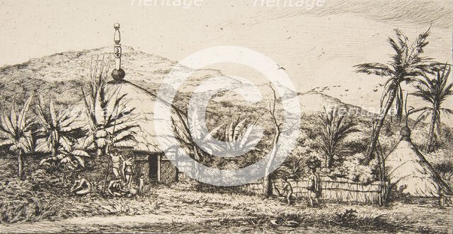 New Caledonia: Large native hut on the road from Balade to Puebo, 1845, 1863. Creator: Charles Meryon.