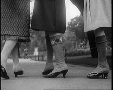 Close up Shot of Female Civilians Legs Wearing Wool Stockings, 1920. Creator: British Pathe Ltd.