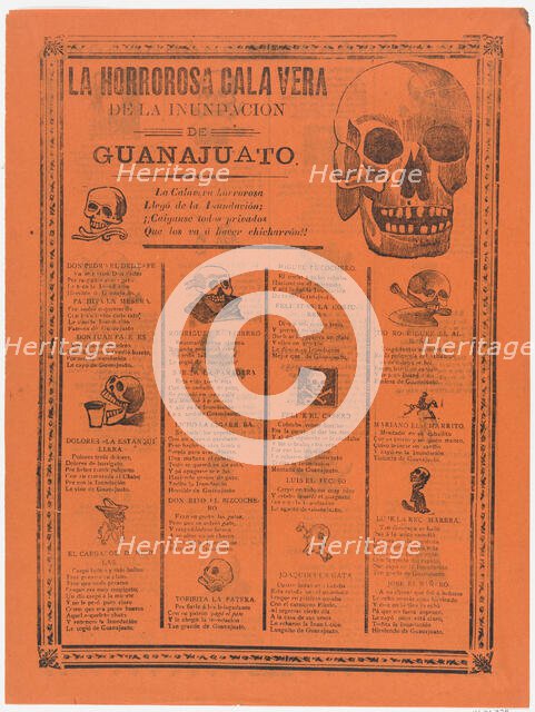 The horrific skeleton of the flood of Guanajuato, 1905., 1905. Creator: José Guadalupe Posada.