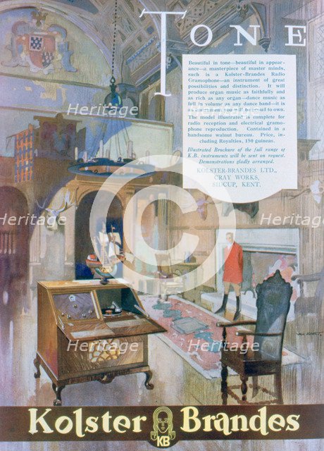 Advert for Kolster Brandes radio gramophones, 1930. Artist: Unknown