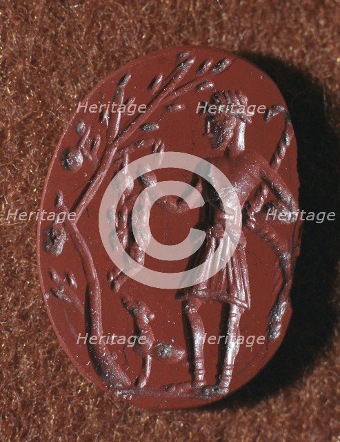 Roman intaglio gem of British deity Cocidus as Silvanus the Hunter, 2nd century BC. Artist: Unknown