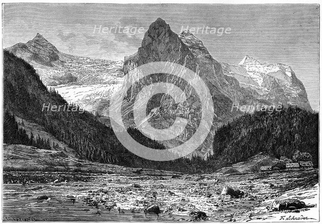 The Wellhorn and the Rosenlaui Glacier, Switzerland, 19th century.Artist: C Laplante