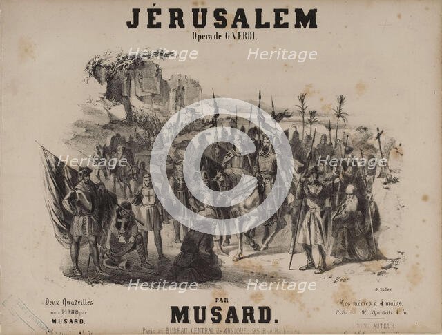 Cover of the score of the opera Jérusalem by Giuseppe Verdi, 1847. Creator: Bour, Charles (1814-1881).