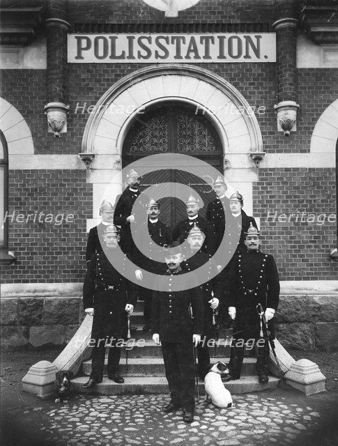 Policemen pose in front of the police station, Trelleborg, Sweden, 1899. Artist: Unknown