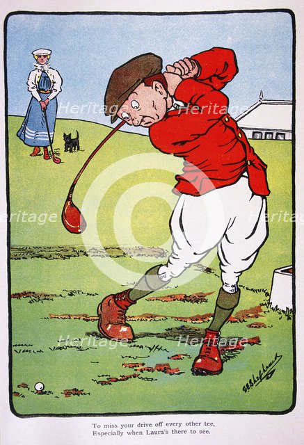 Golfing postcard, c1920s.  Artist: George Shepheard