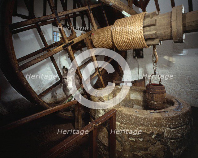 Well house treadwheel, donkey and winding mechanism, Carisbrooke Castle, Isle of Wight, c2000s(?). Artist: Unknown.