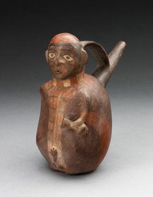 Single-Spout Vessel in the Form of a Figure Holding a Jar, A.D. 600/1000. Creator: Unknown.