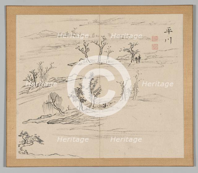 Double Album of Landscape Studies after Ikeno Taiga, Volume 2 (leaf 9), 18th century. Creator: Aoki Shukuya (Japanese, 1789).
