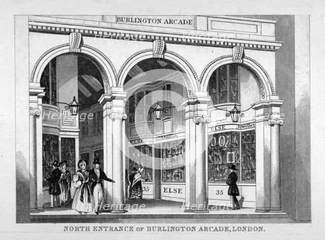 Burlington Arcade, Westminster, London, c1825. Artist: Anon