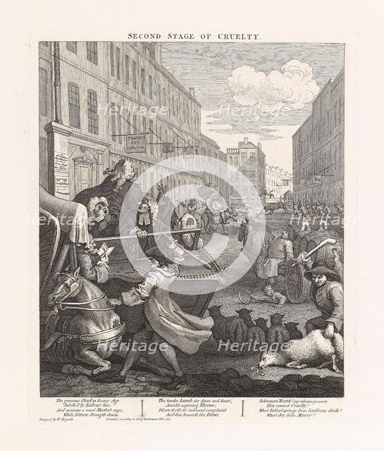 Second stage of cruelty. Series "The four stages of cruelty", 1751. Creator: Hogarth, William (1697-1764).