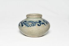 Blue and white jarlet with floral decoration, 14th-15th century. Artist: Unknown.