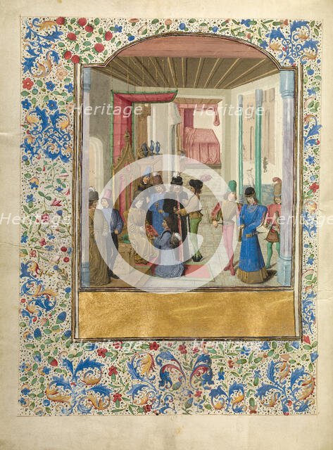 Vasco da Lucena Giving his Work to Charles the Bold, about 1470-1475. Creator: Master of the Jardin de vertueuse consolation.