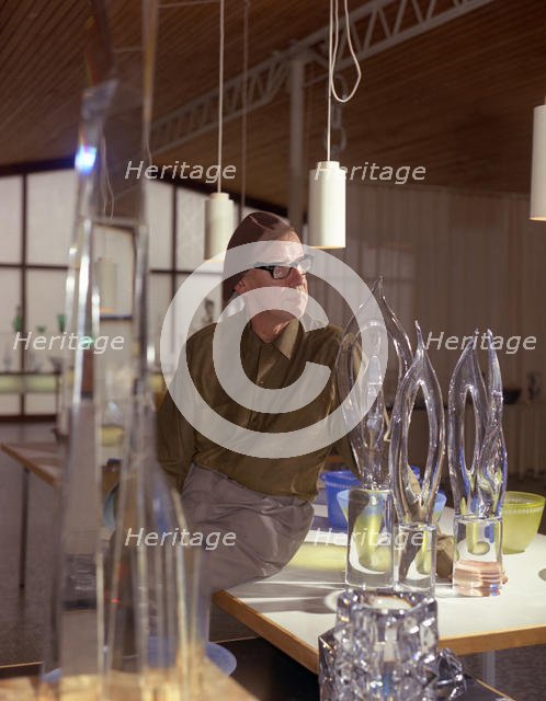 (Viktor) Vicke Lindstrand (1914-83) Glass artist, Kosta, Sweden.
 Creators: Unknown, Viktor Lindstrand.