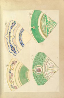 Four Designs for Decorated Plates, 1845-55. Creator: Alfred Crowquill.