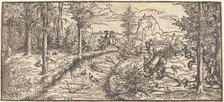 Stag Hunt in a Landscape, c. 1545/1555. Creator: Master H.W.G..