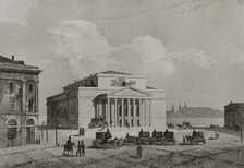 View of the Imperial Theatre or Bolshoi Theatre, Moscow, Russia, 1839. Creator: Augustin François Lemaitre.