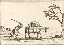 Peasant Whipping his Donkey, 1628. Creator: Jacques Callot.