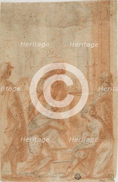 Figures Before Altar in Church (recto), n.d. Creator: Unknown.