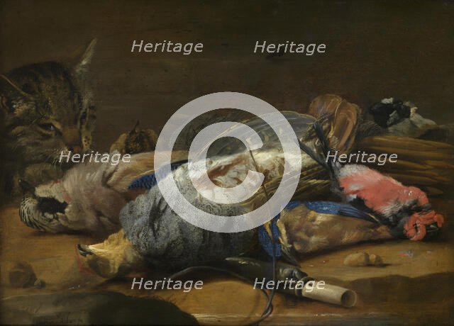 Cat and Dead Game, mid-17th century. Creator: Carstian Luyckx.