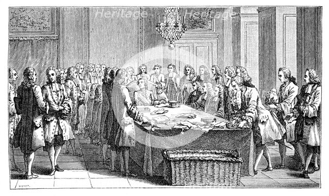 Louis XV Signing The New Treaty, 1757, (1885). Artist: Unknown