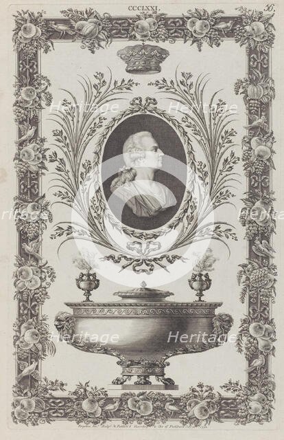 Portrait of the Duke of Northumberland, Vase and Ornamental Frame, no. CCCLXXI ("..., July 26, 1792. Creator: Michelangelo Pergolesi.